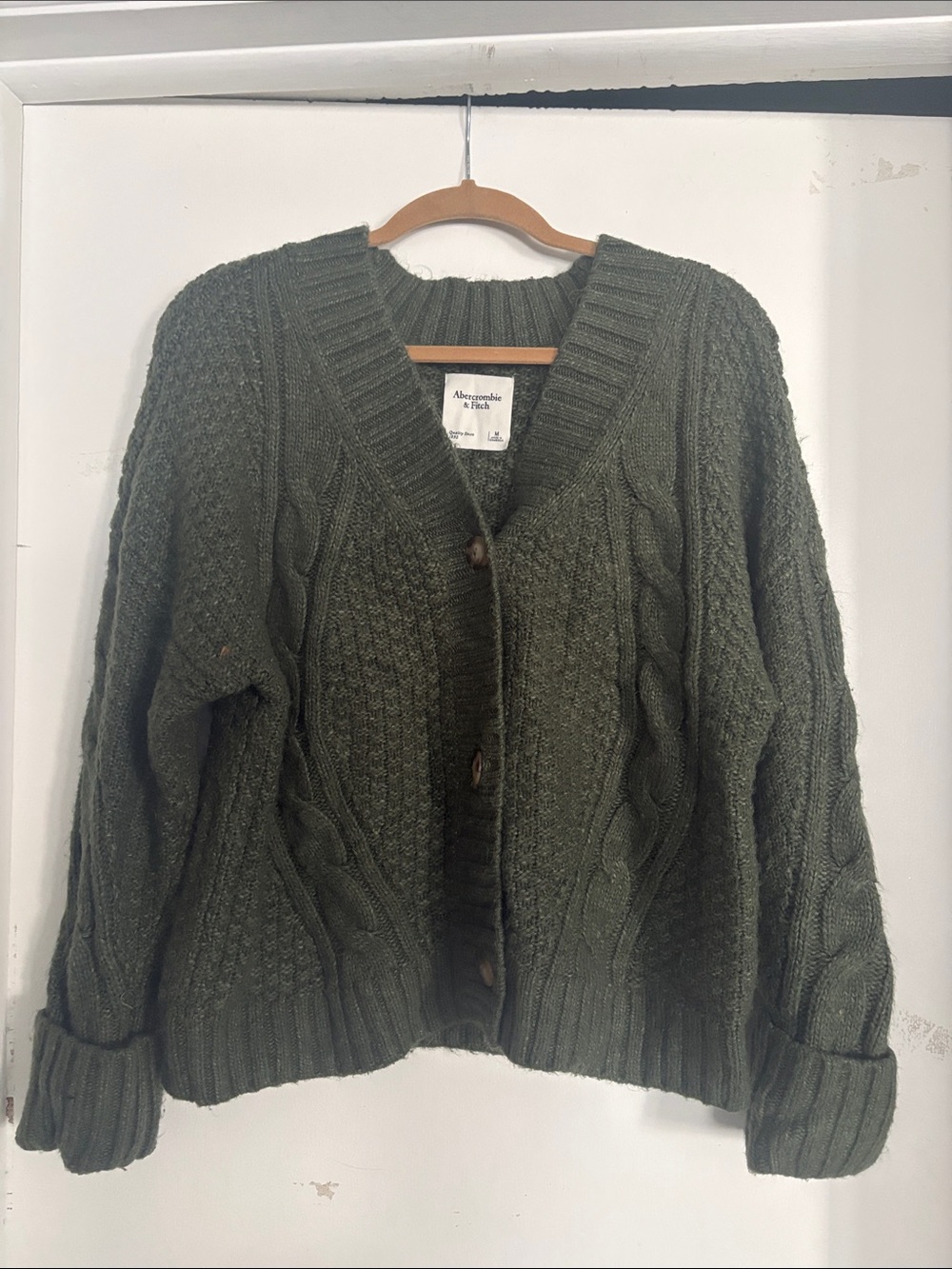 Abercrombie & Fitch knit green cardigan (M)